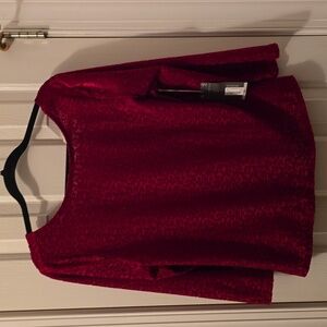 WORTHINGTON BRAND WOMEN'S RED LONG SLEEVES VELVET TOP SIZE XL